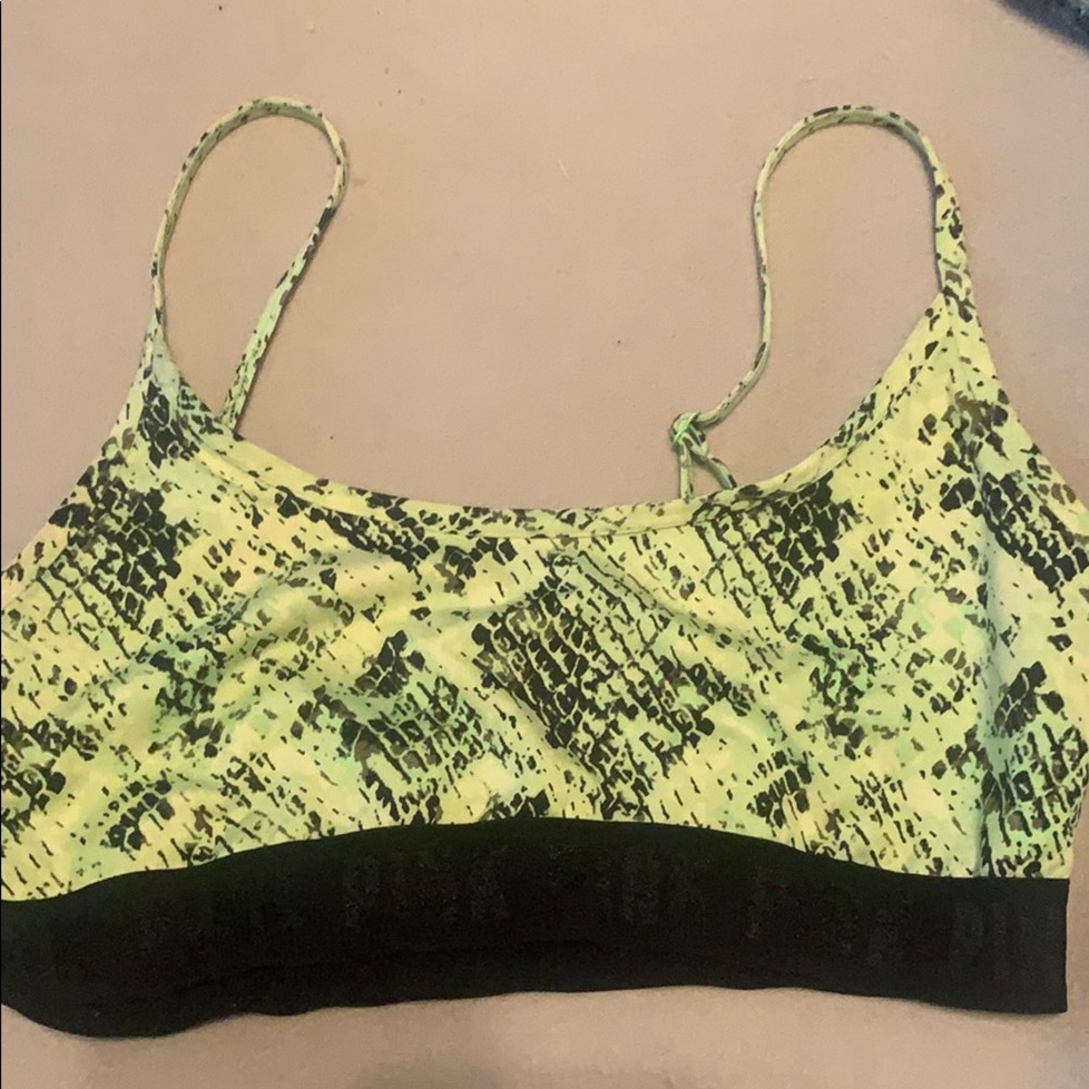 PINK neon green sports bra size large